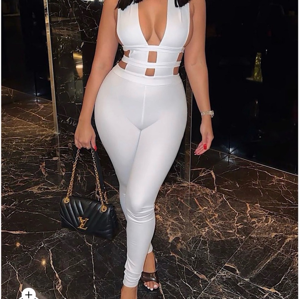Fashion Nova White Cut-Out Jumpsuit